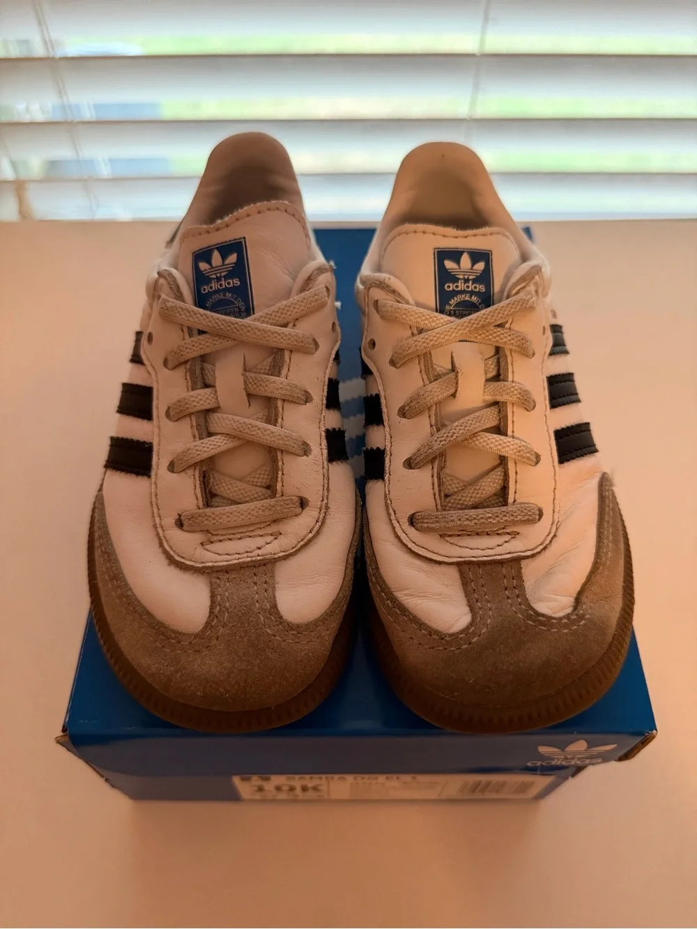 Adidas Kids Samba OG EL I Sneakers in White, Black, and Brown